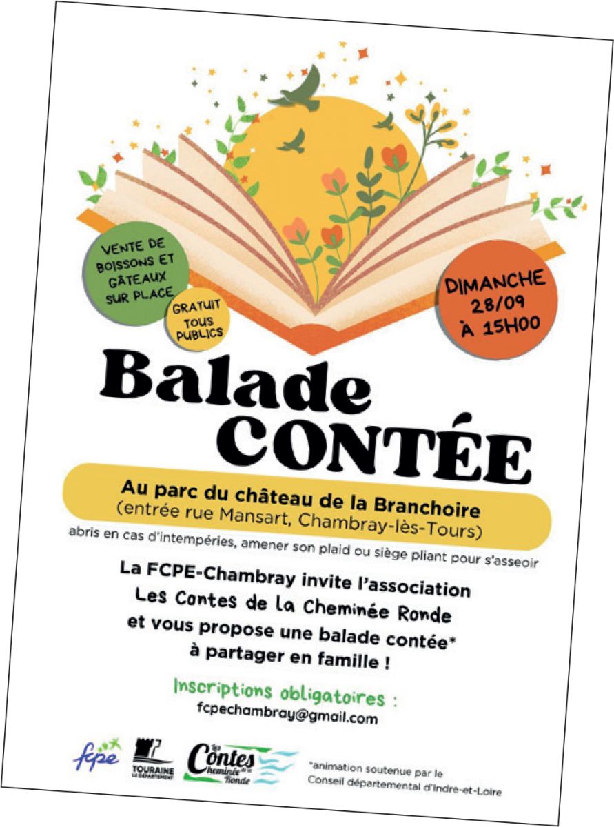 Au parc du château de la Branchoire (entrée rue Mansart, Chambray-lès-Tours). Abris en cas d'intempéries, amener son plaid ou siège pliant pour s'asseoir. Inscriptions obligatoires : fpcechambray@gmail.com