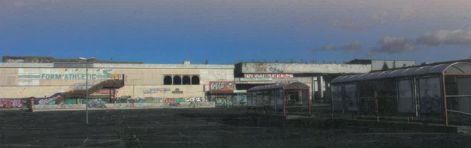 Photographie de l’ancien centre commercial désaffecté